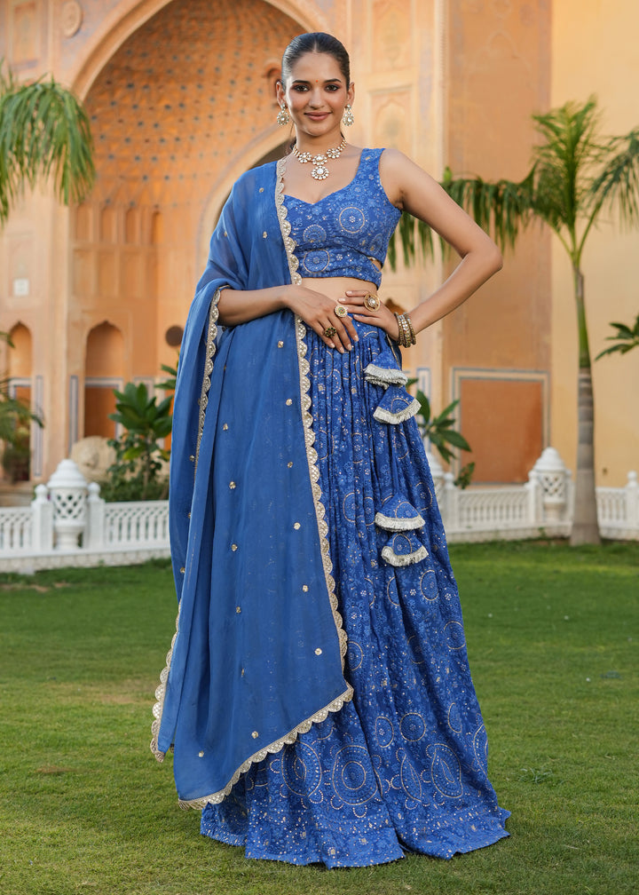 Kabira Blue Lucknowi Embroidered Lehenga Set