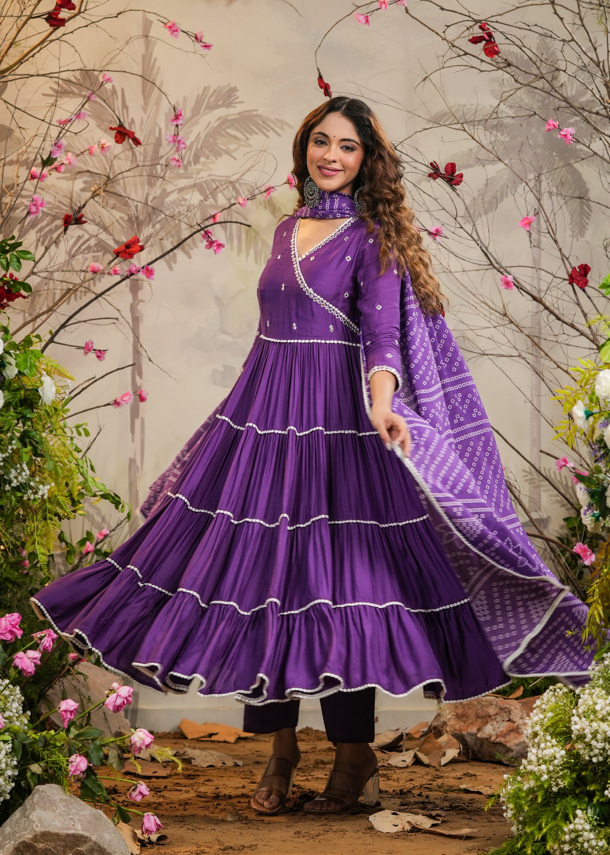 Orchid Violet Cotton Angrakha Kurta