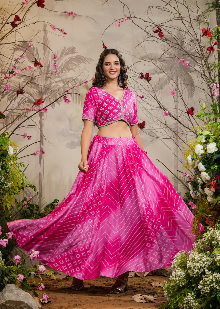 Sagun Pink Bandhej Lehenga Set