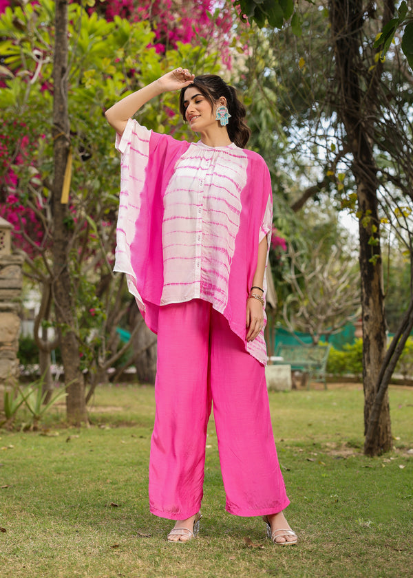 Zola Viscose Pink Tie Dye Coord Set