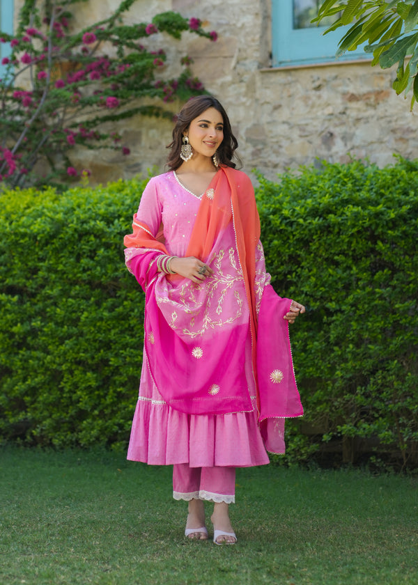 Aadhya Pink Cotton Gotapatti Suit Set