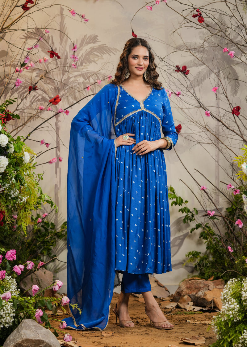 Rayon Ladies Sky Blue Kurti Pant Dupatta Suit Set, Size: Xl, 120 Gsm at Rs  620/set in Jaipur