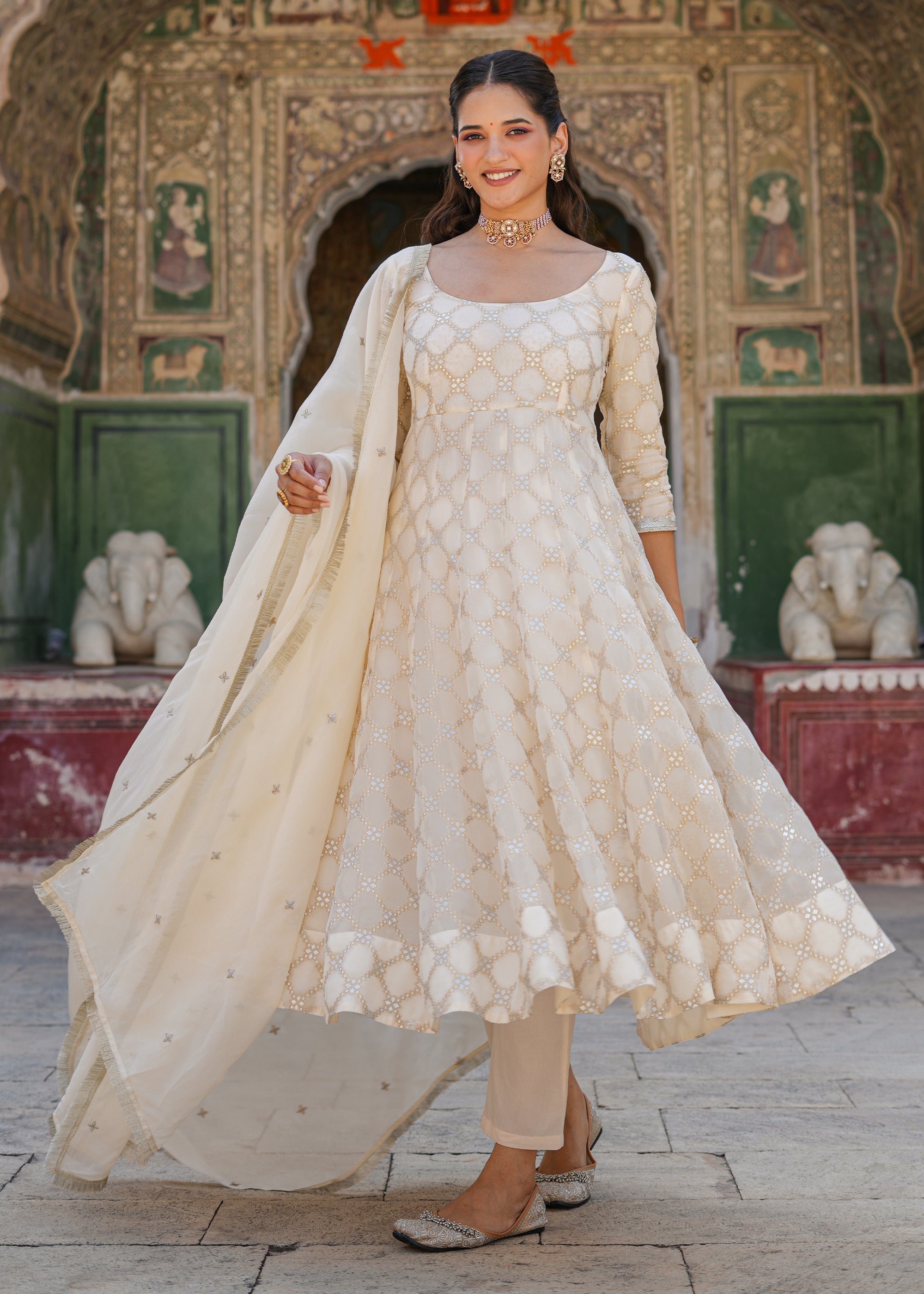JEEVITHA [XL / 42] - Anarkali Kurti Set