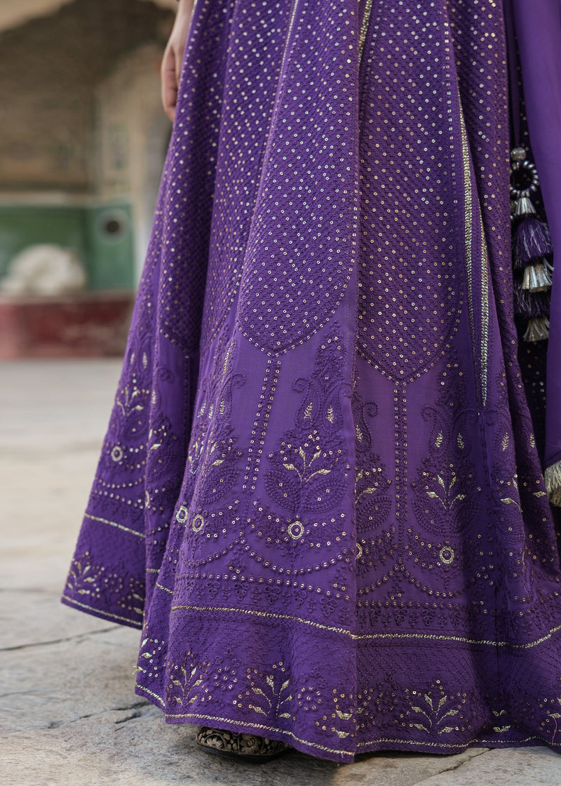Arshi Purple Lucknowi Embroidered Lehenga Set