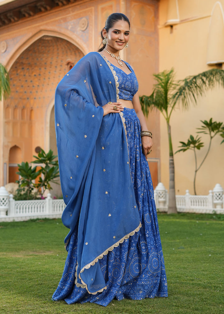 Kabira Blue Lucknowi Embroidered Lehenga Set