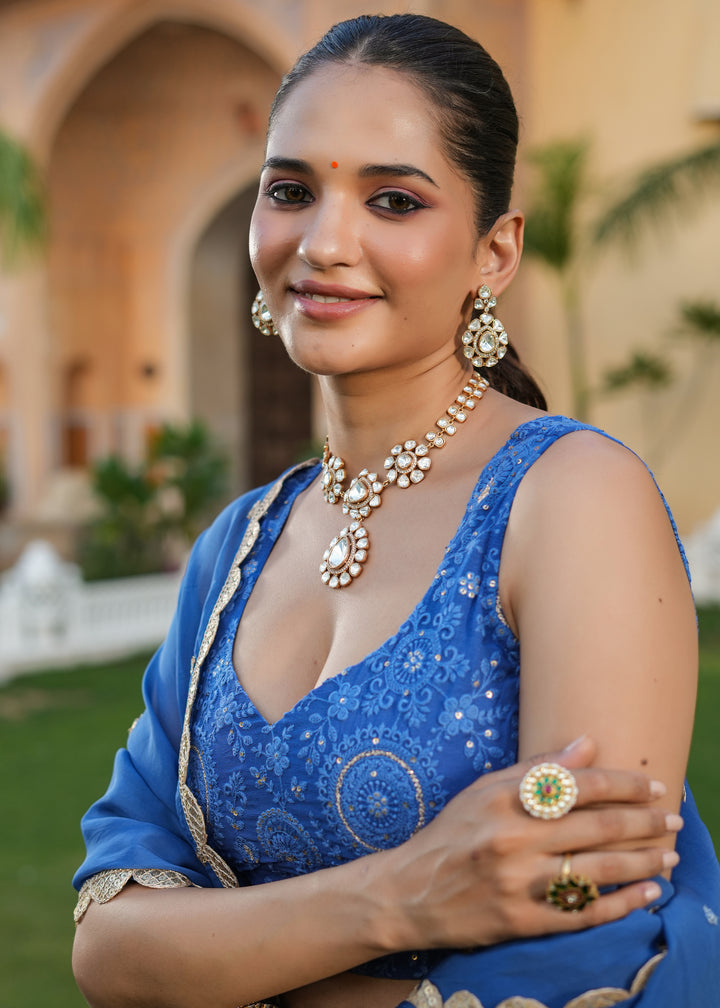 Kabira Blue Lucknowi Embroidered Lehenga Set