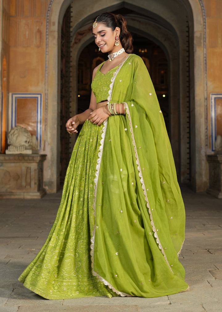 Bani Green Lucknowi Embroidered Lehenga set