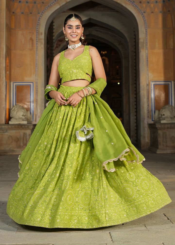 Bani Green Lucknowi Embroidered Lehenga set