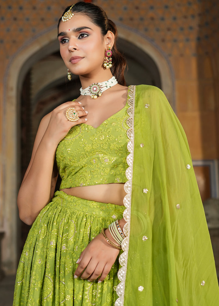Bani Green Lucknowi Embroidered Lehenga set