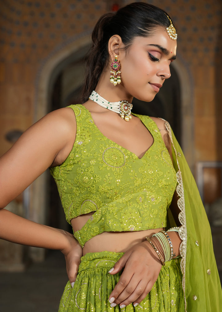 Bani Green Lucknowi Embroidered Lehenga set