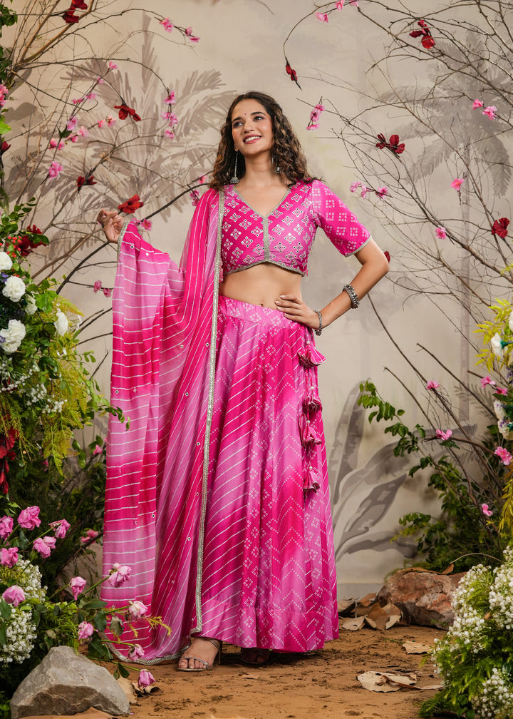 Sagun Pink Bandhej Lehenga Set