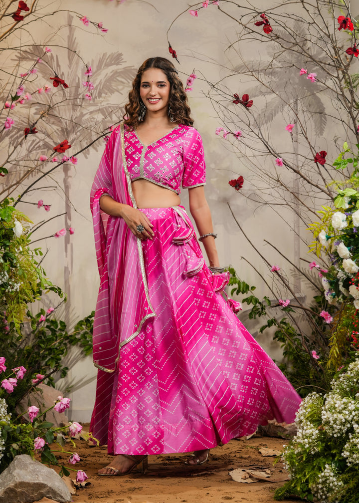 Sagun Pink Bandhej Lehenga Set