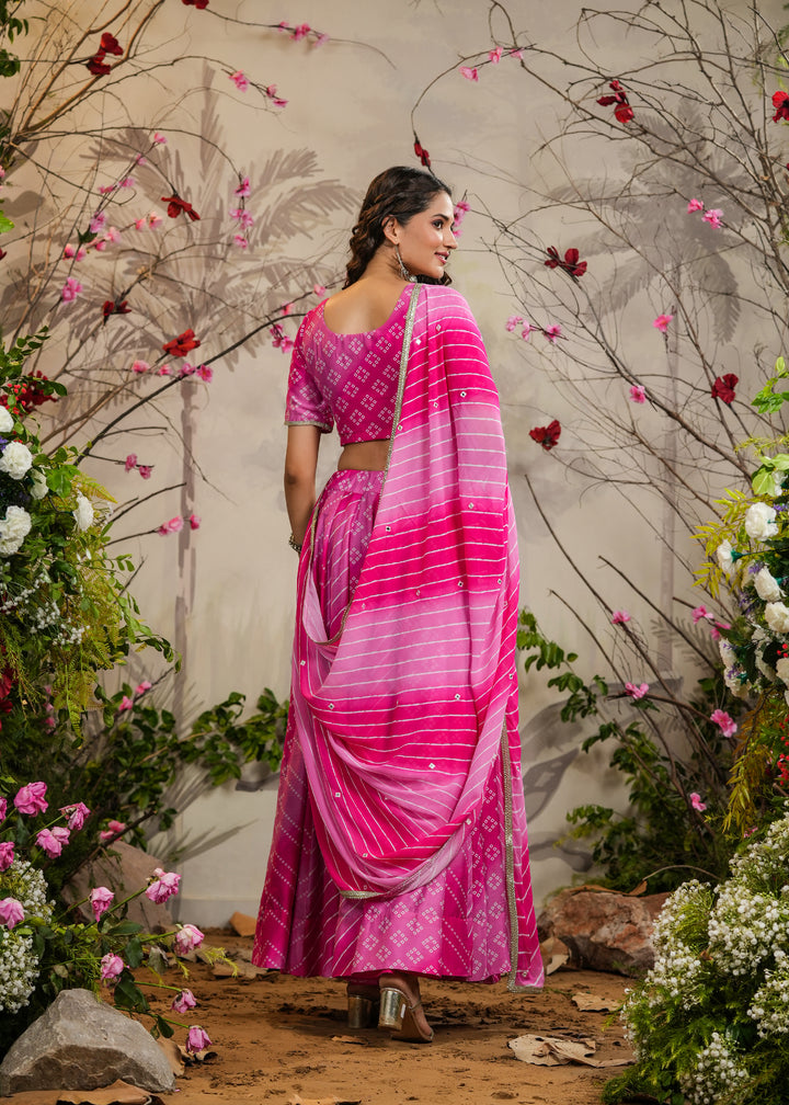 Sagun Pink Bandhej Lehenga Set