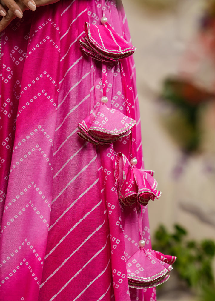 Sagun Pink Bandhej Lehenga Set
