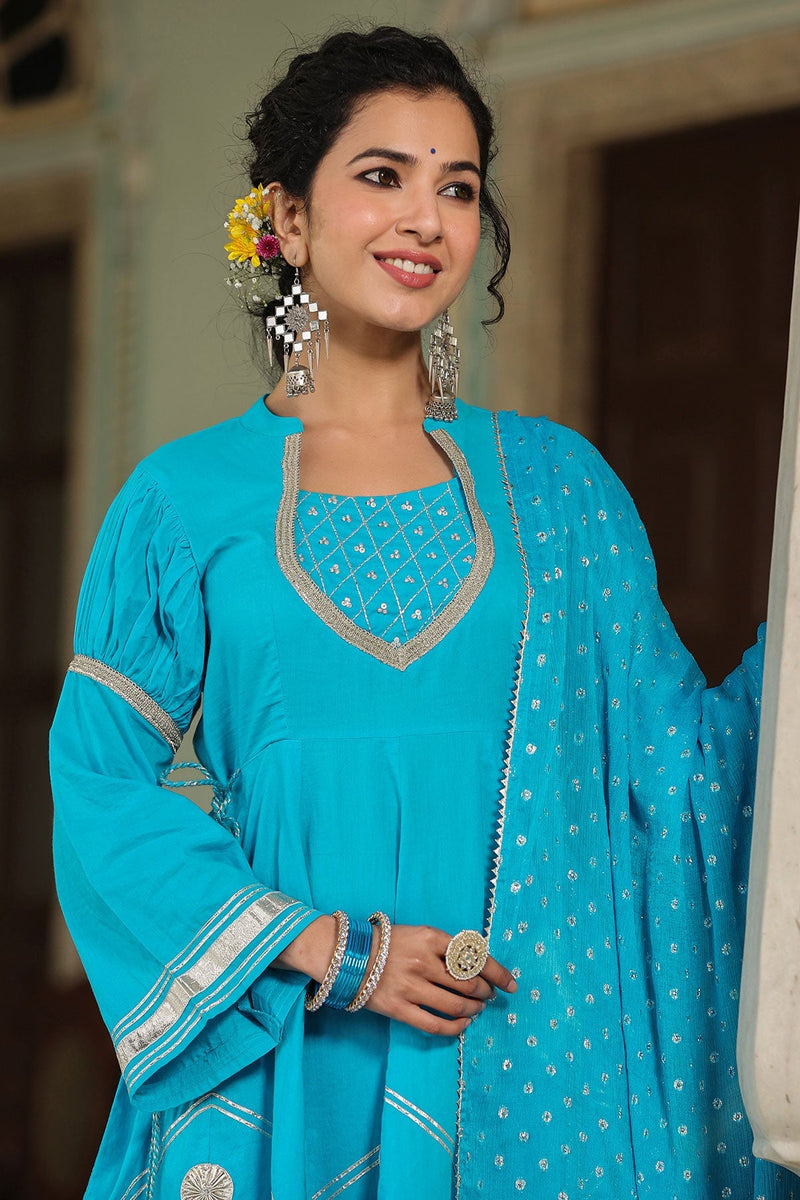 Anokhi Gota Lace Kurta With Sharara And Dupatta